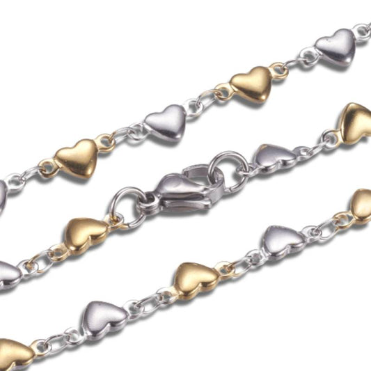 Hearts Chain Golden/Silver Stainless Steel Necklace