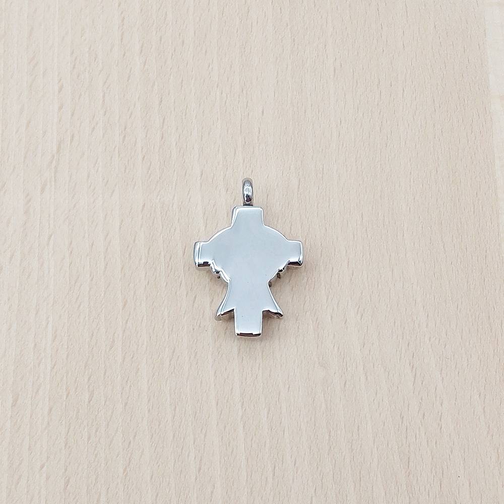 Cross Angel Wings Silver Stainless Steel Keepsake Ashes Cremation Urn Memorial Pendant Necklace