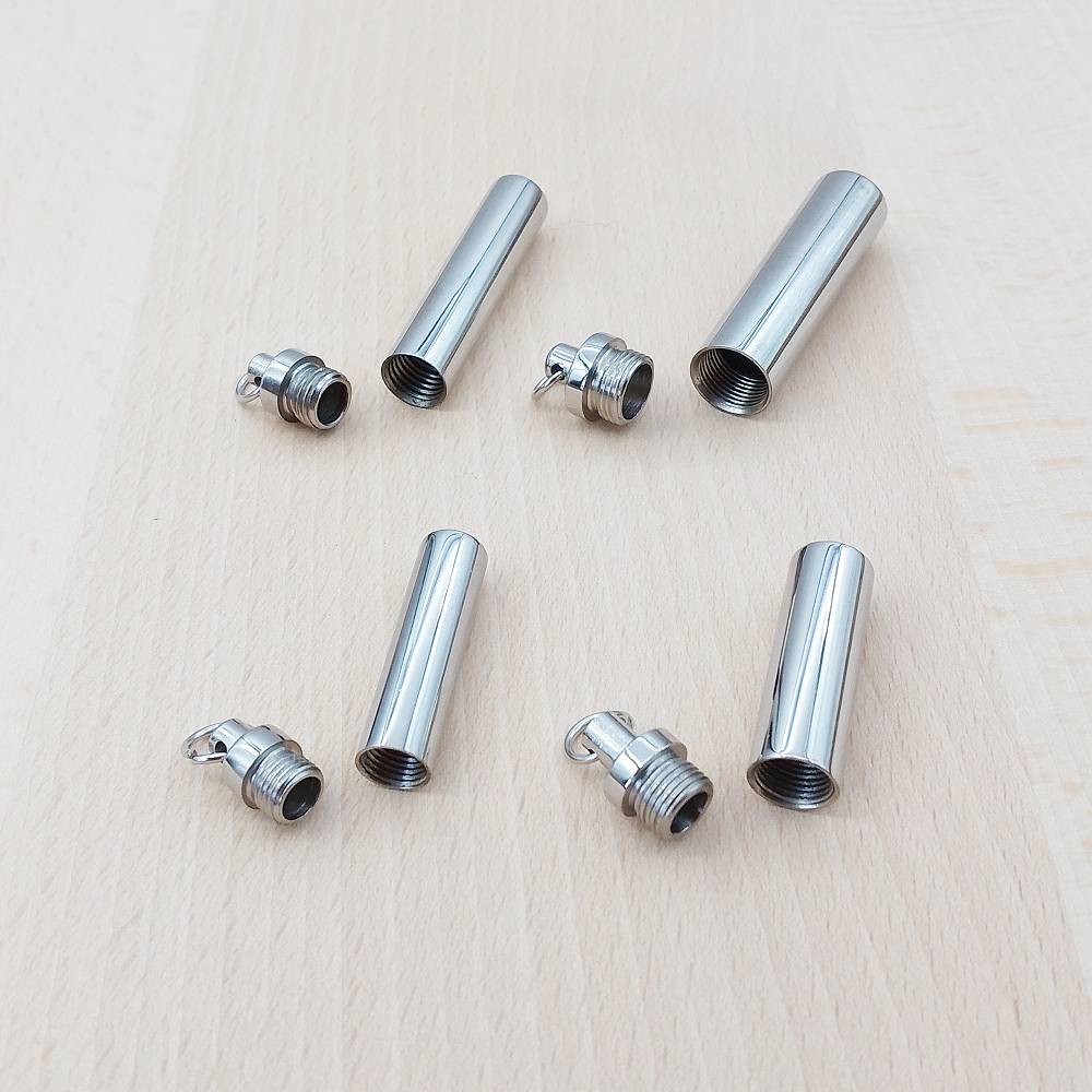 Cylinder Silver Stainless Steel Keepsake Ashes Cremation Urn Memorial Pendant Necklace