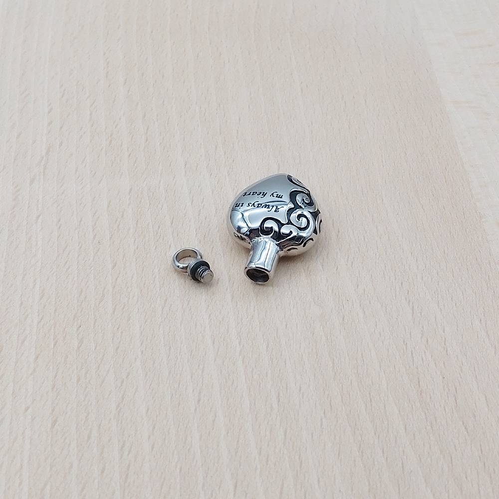 Heart Silver Stainless Steel Keepsake Ashes Cremation Urn Memorial Pendant Necklace