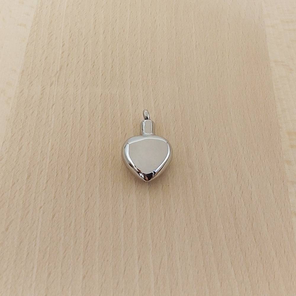Heart Silver Stainless Steel Keepsake Ashes Cremation Urn Memorial Pendant Necklace