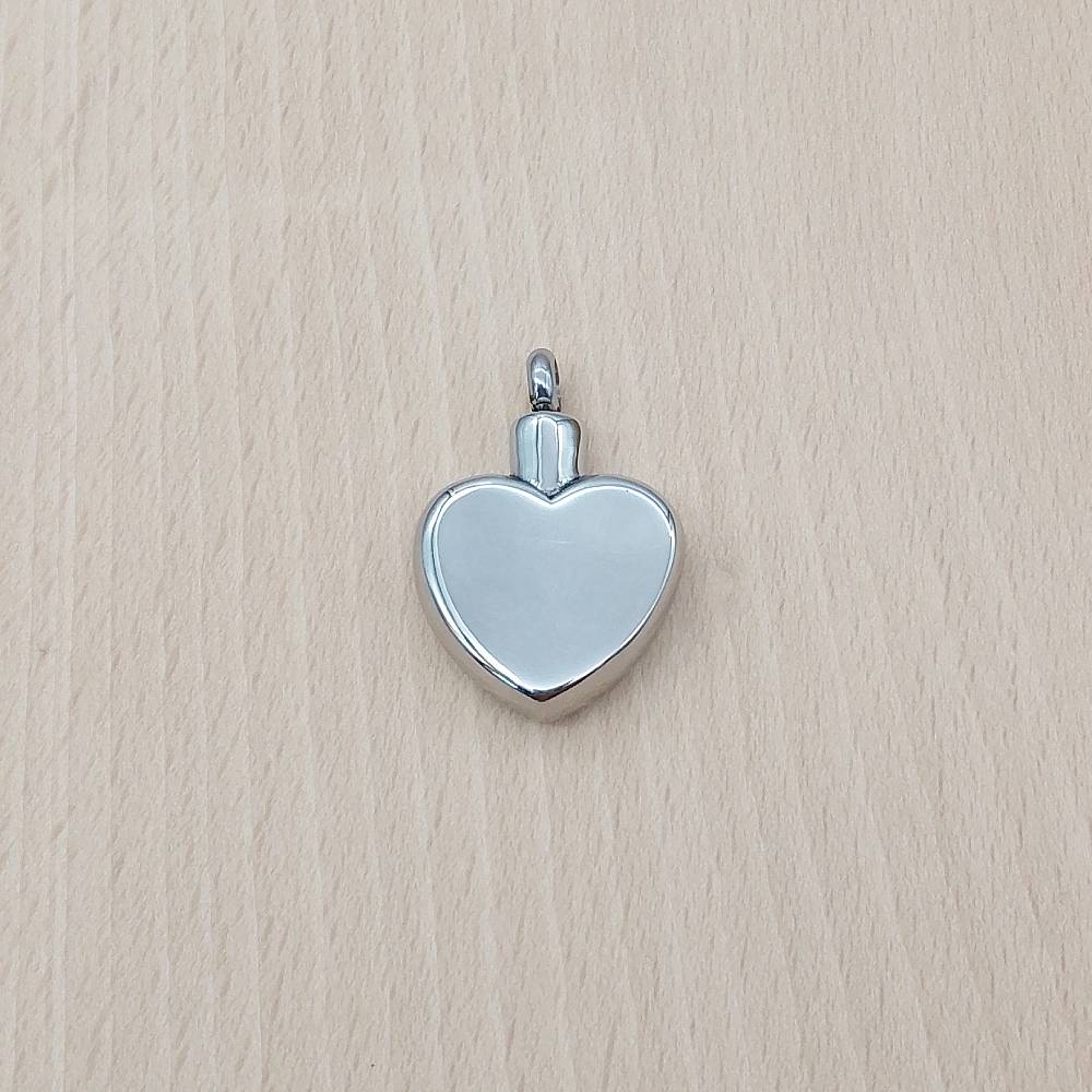 Always In My Heart Words Silver Stainless Steel Keepsake Ashes Cremation Urn Memorial Pendant Necklace