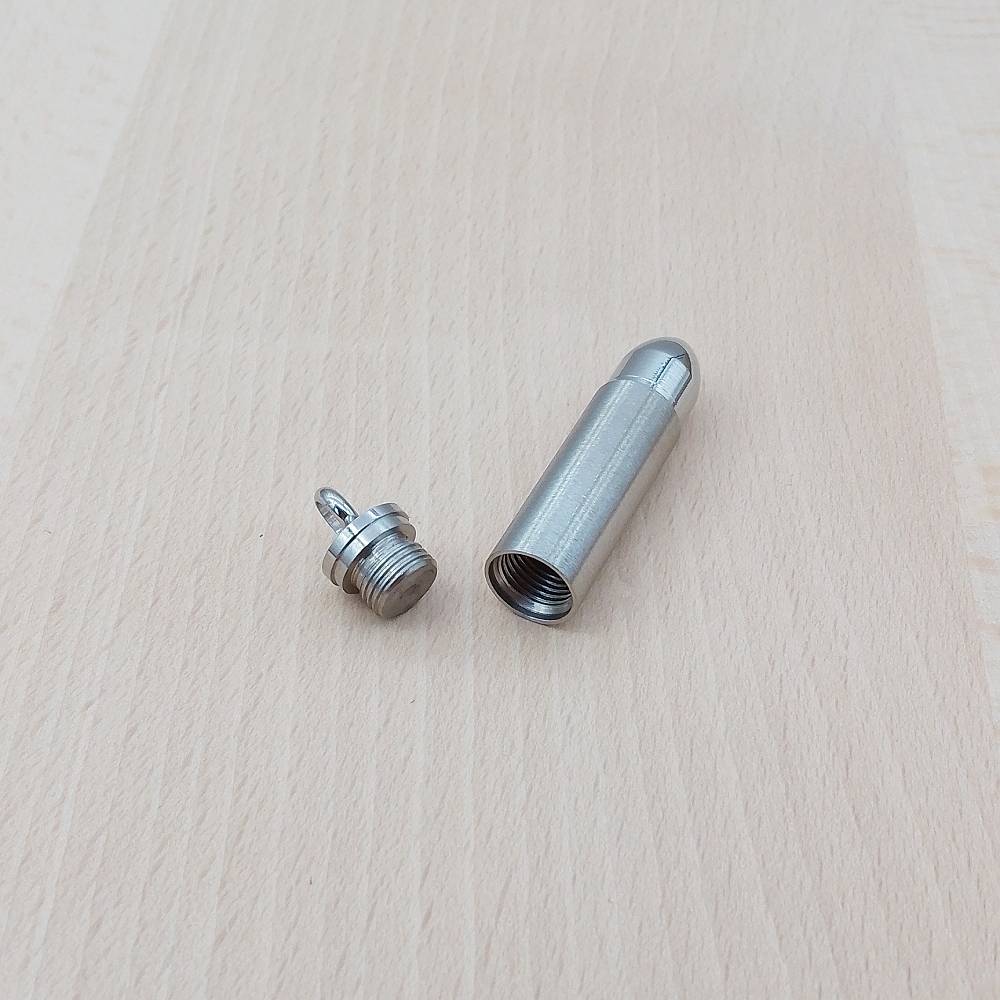 Bullet Silver Stainless Steel Keepsake Ashes Cremation Urn Memorial Pendant Necklace