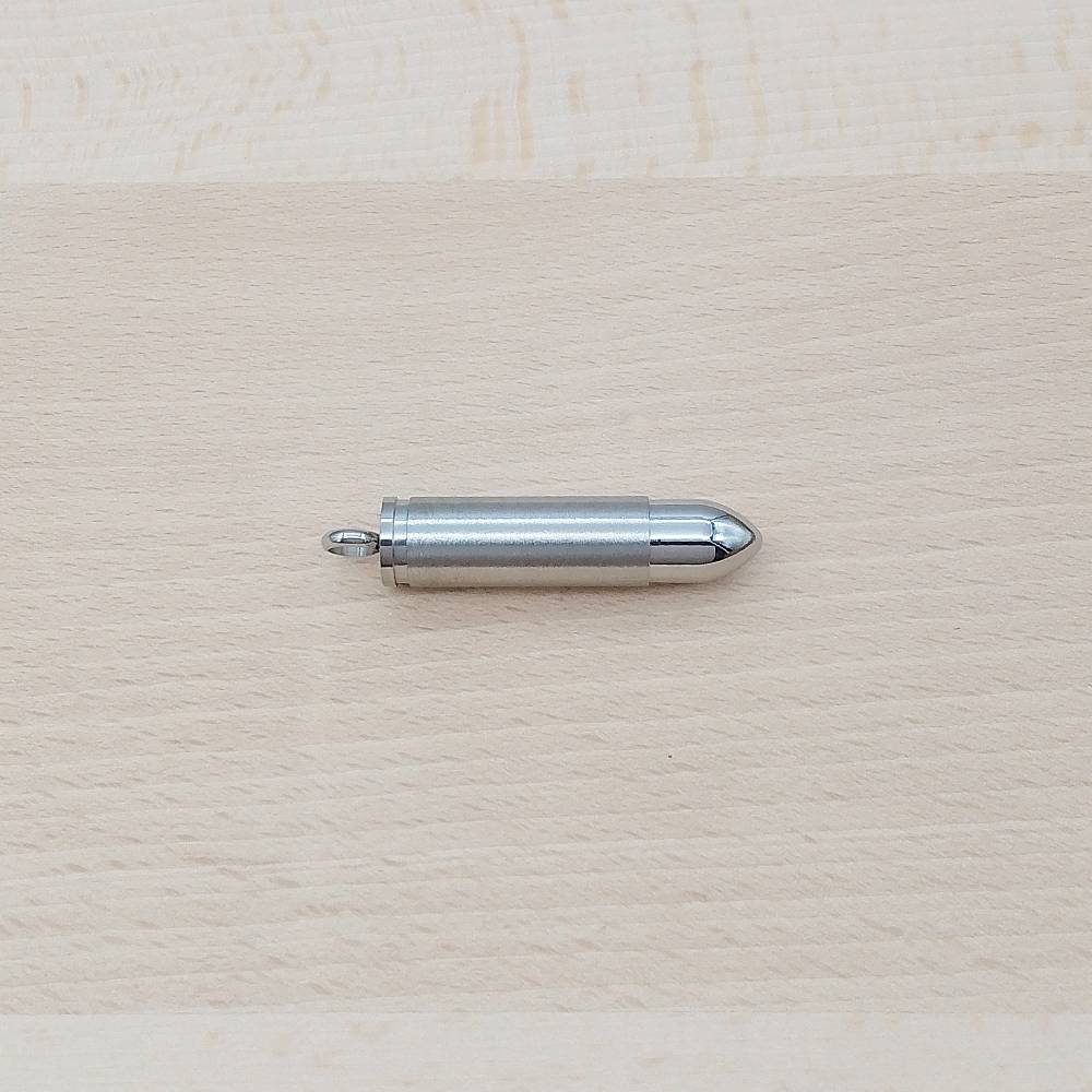 Bullet Silver Stainless Steel Keepsake Ashes Cremation Urn Memorial Pendant Necklace