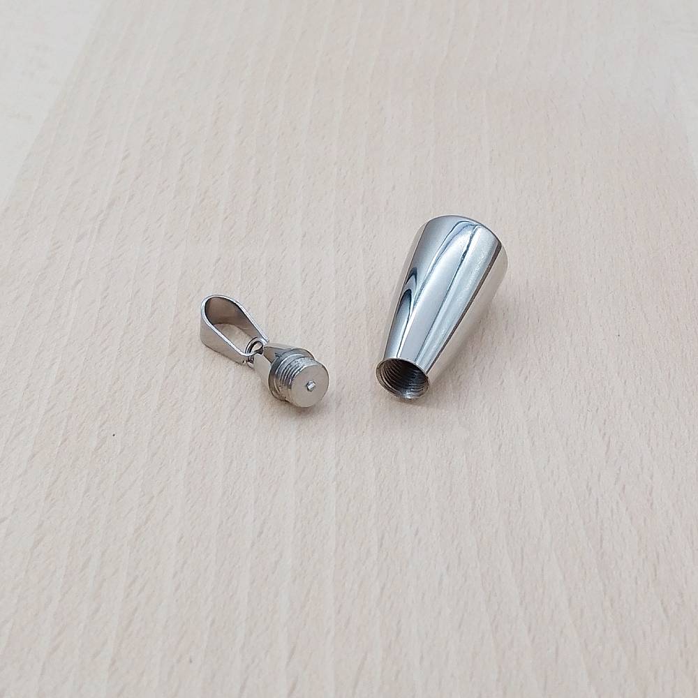Teardrop Silver Stainless Steel Keepsake Ashes Cremation Urn Memorial Pendant Necklace