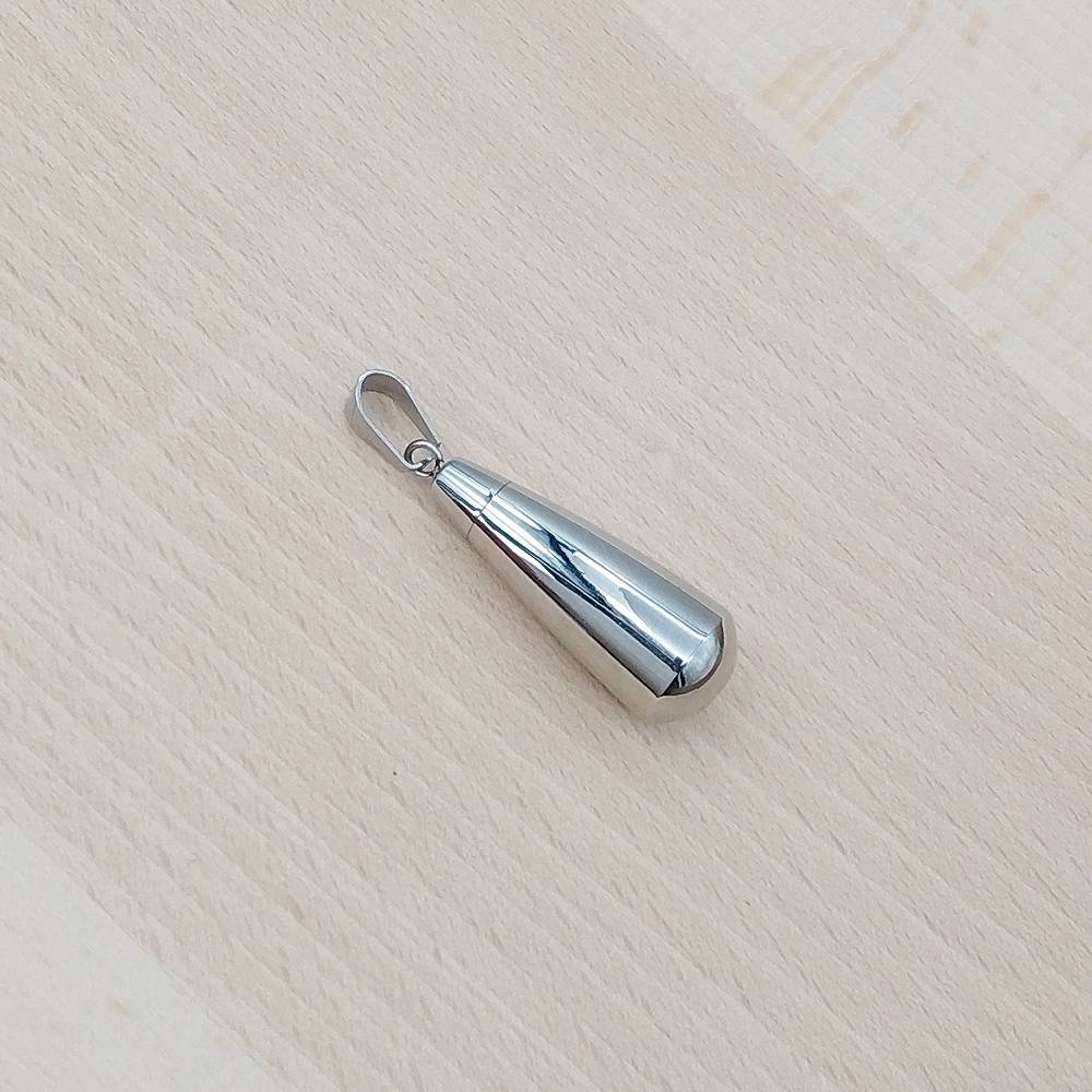 Teardrop Silver Stainless Steel Keepsake Ashes Cremation Urn Memorial Pendant Necklace
