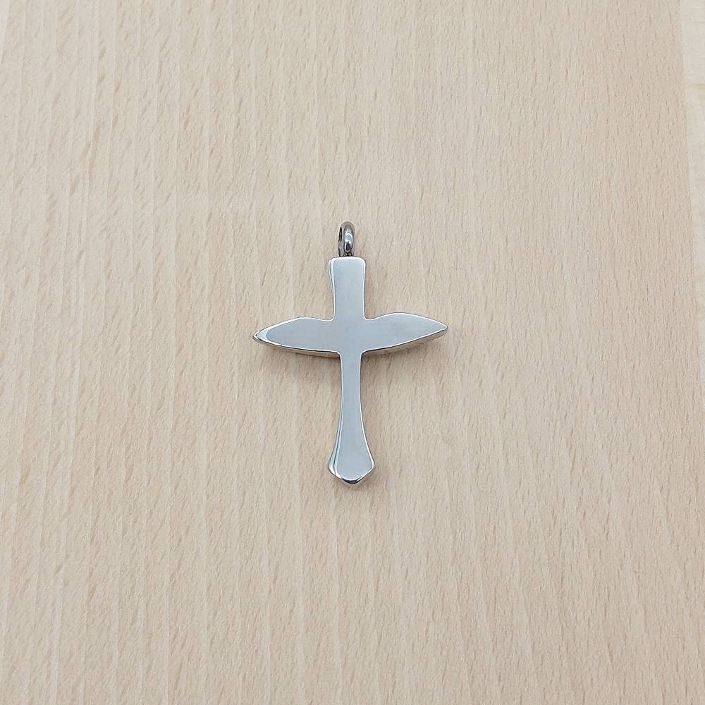 Cross Wings Silver Stainless Steel Keepsake Ashes Cremation Urn Memorial Pendant Necklace
