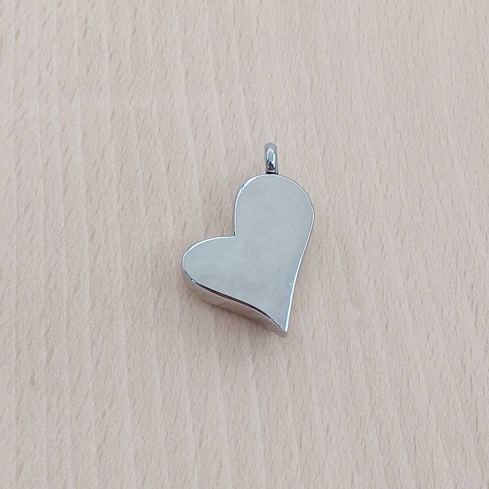 Forever In My Heart Silver Stainless Steel Keepsake Ashes Cremation Urn Memorial Pendant Necklace