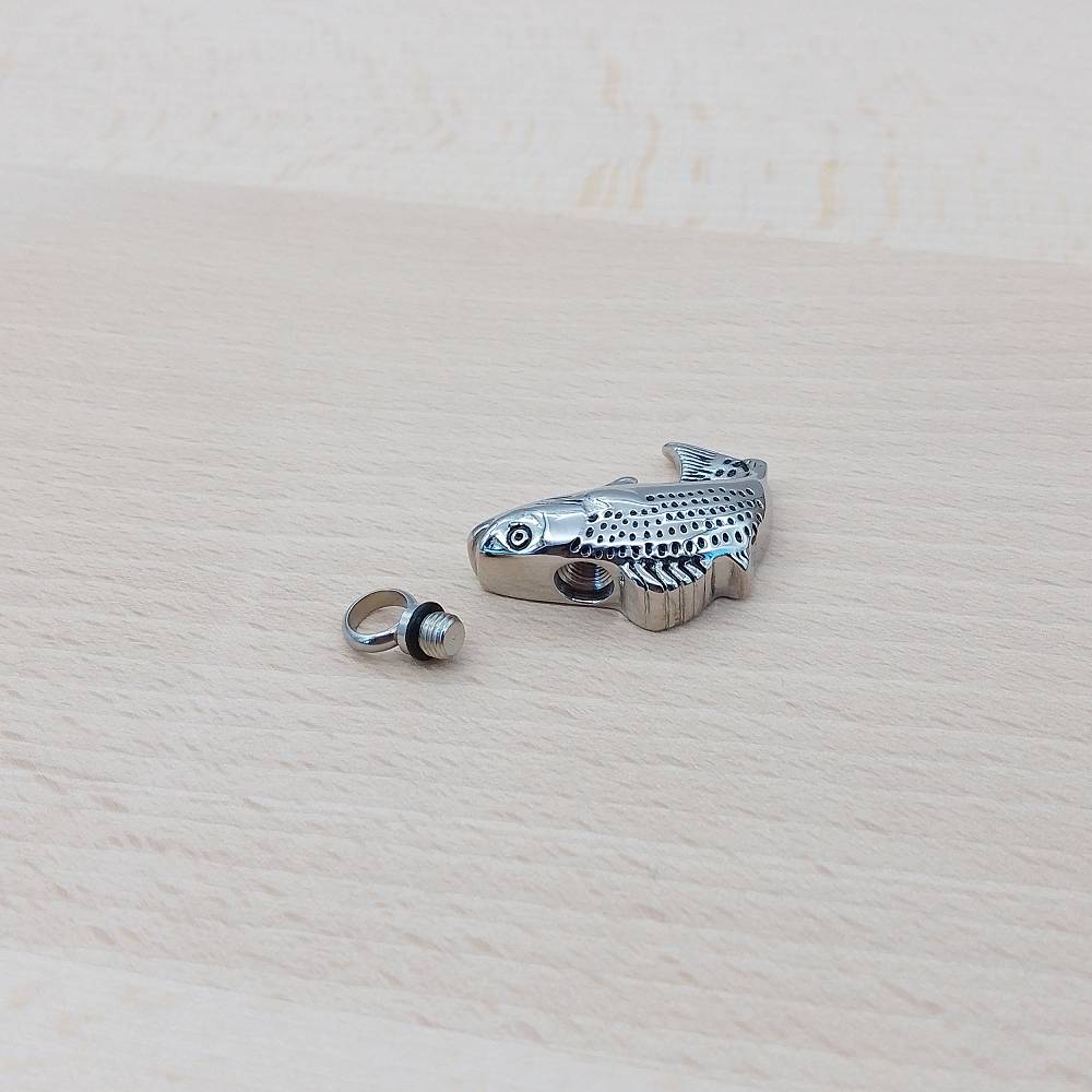Fish Silver Stainless Steel Keepsake Ashes Cremation Urn Memorial Pendant Necklace