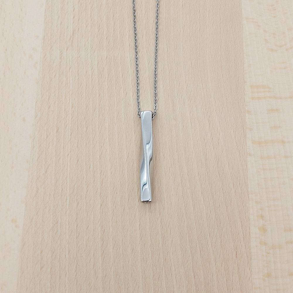 Single Twist Silver Stainless Steel Keepsake Ashes Cremation Urn Memorial Pendant Necklace