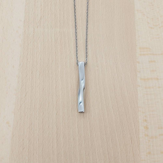 Single Twist Silver Stainless Steel Keepsake Ashes Cremation Urn Memorial Pendant Necklace