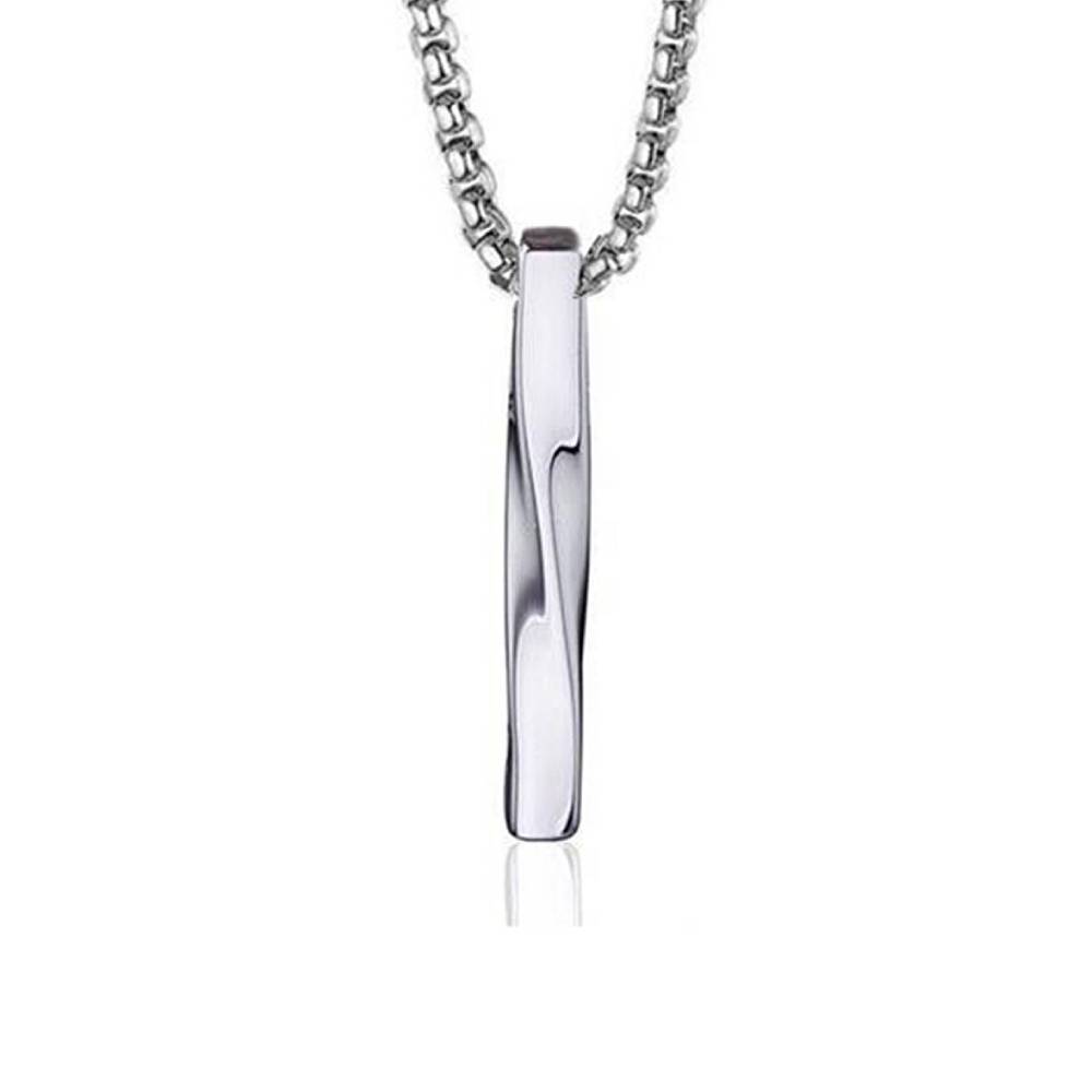 Single Twist Silver Stainless Steel Keepsake Ashes Cremation Urn Memorial Pendant Necklace