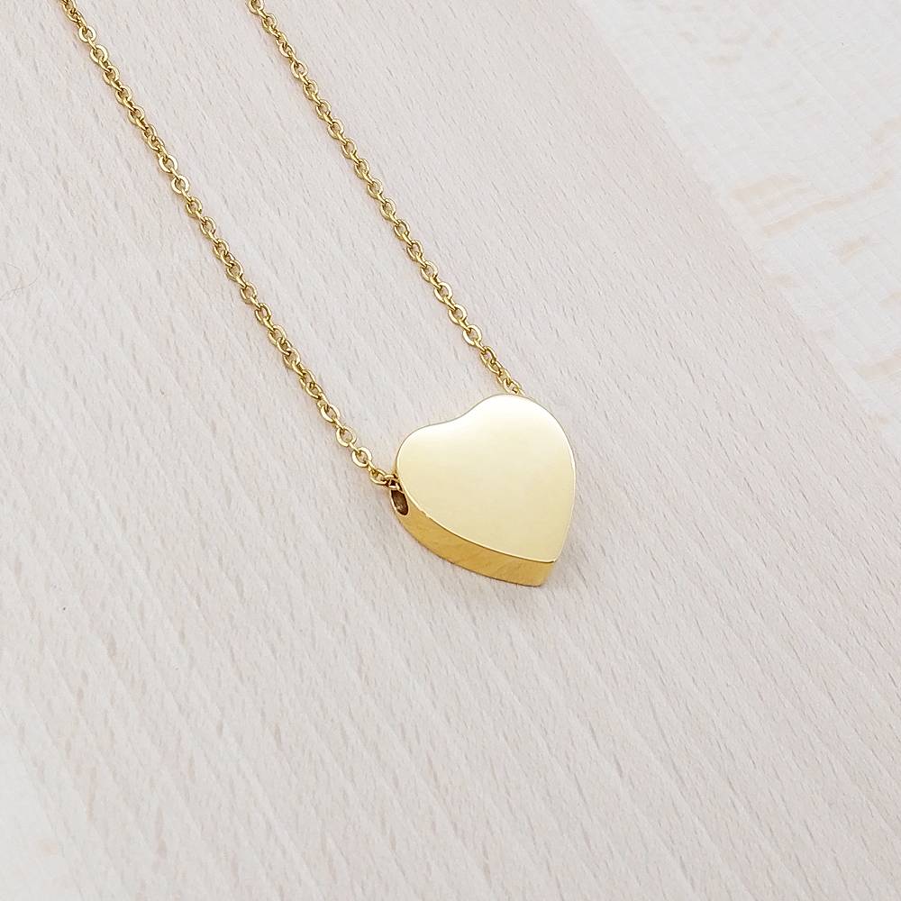Heart Golden Stainless Steel Keepsake Ashes Cremation Urn Memorial Pendant Necklace