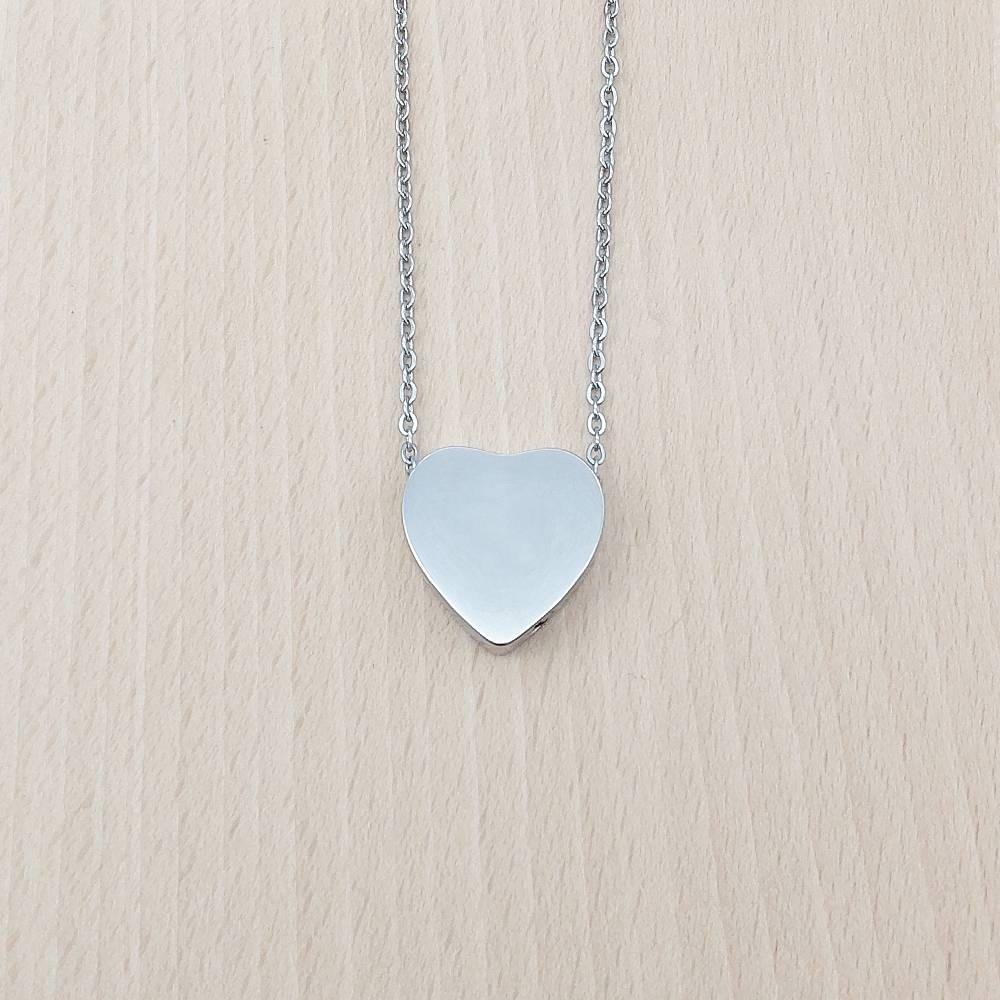 Heart Silver Stainless Steel Keepsake Ashes Cremation Urn Memorial Pendant Necklace