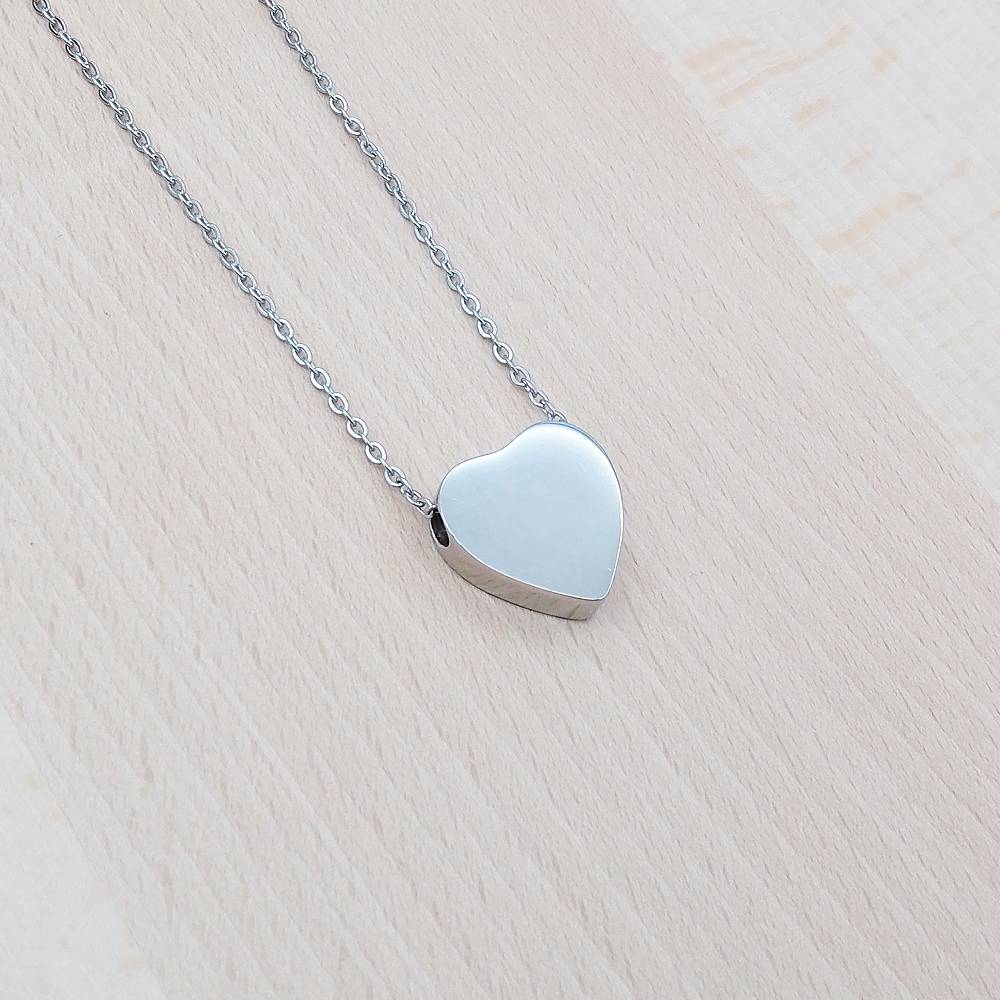 Heart Silver Stainless Steel Keepsake Ashes Cremation Urn Memorial Pendant Necklace