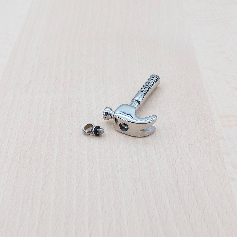 Hammer Silver Stainless Steel Keepsake Ashes Cremation Urn Memorial Pendant Necklace