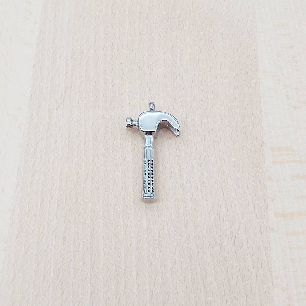 Hammer Silver Stainless Steel Keepsake Ashes Cremation Urn Memorial Pendant Necklace
