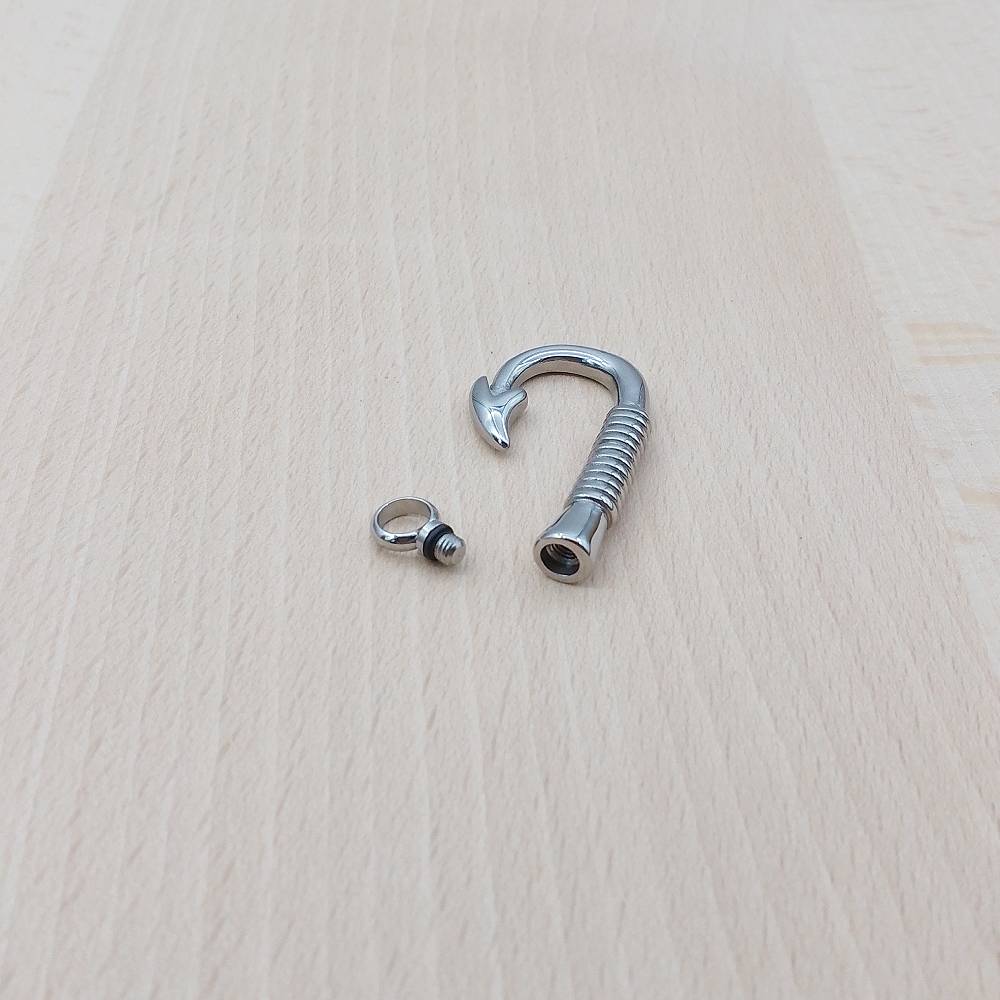 Fish Hook Silver Stainless Steel Keepsake Ashes Cremation Urn Memorial Pendant Necklace