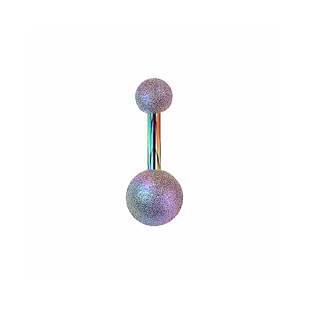 Frosted Glitter Stainless Steel Belly Bar Black-Golden-Rainbow-Rose Gold-Silver