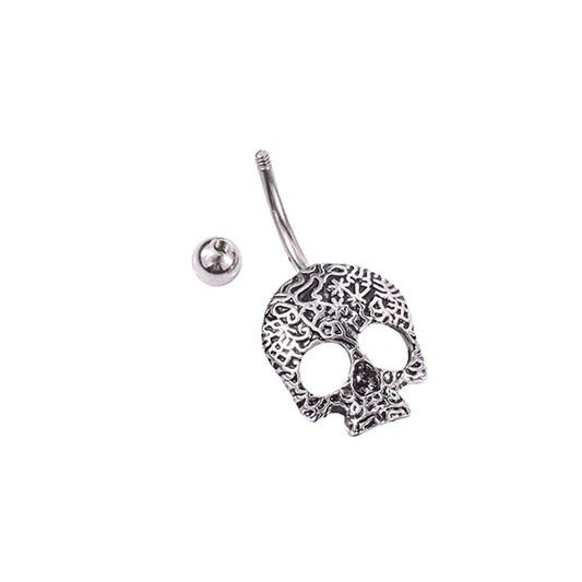 Skull Silver Stainless Steel Belly Bar