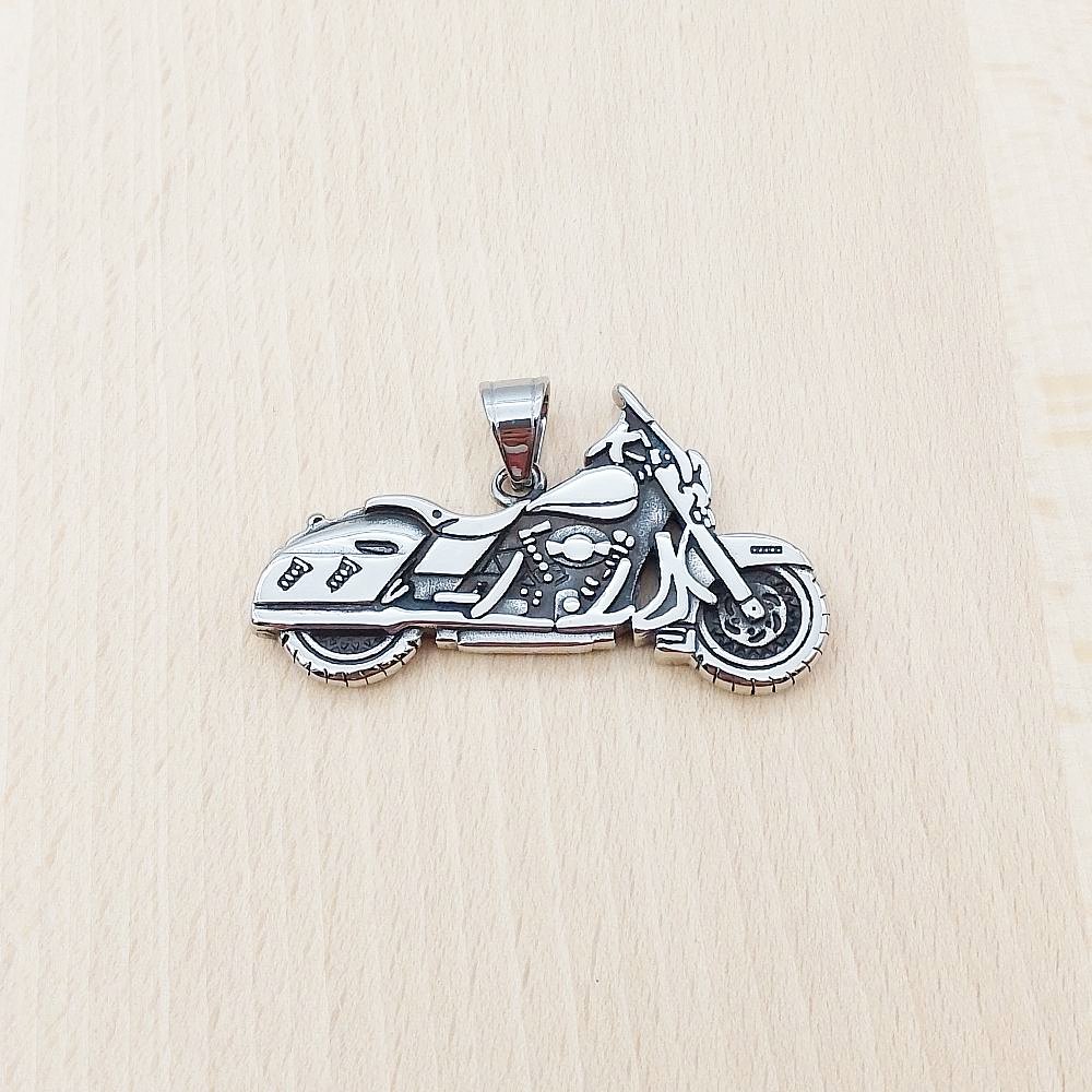 Motorbike Silver Stainless Steel Pendant
