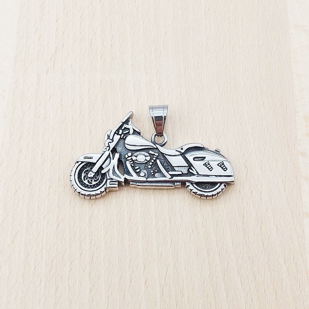 Motorbike Silver Stainless Steel Pendant