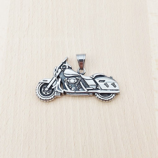 Motorbike Silver Stainless Steel Pendant