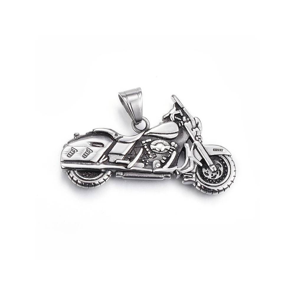 Motorbike Silver Stainless Steel Pendant