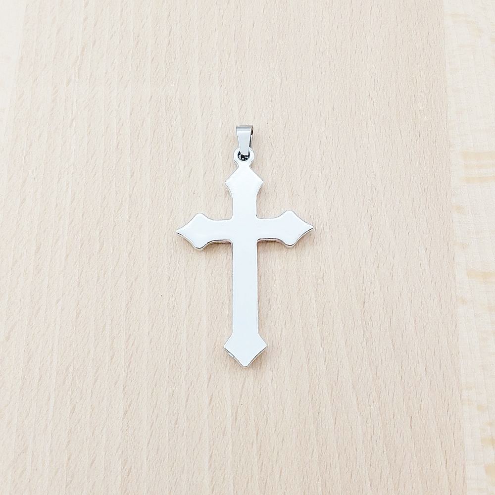 Cross Black Enamel Silver Stainless Steel Pendant