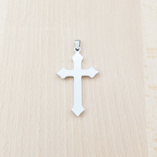 Cross Black Enamel Silver Stainless Steel Pendant
