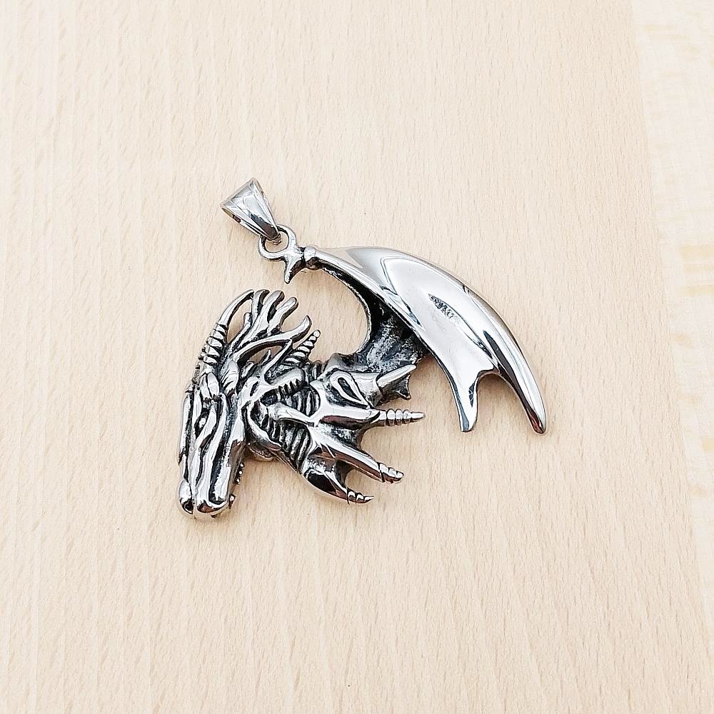 Dragon Winged Silver Stainless Steel Pendant