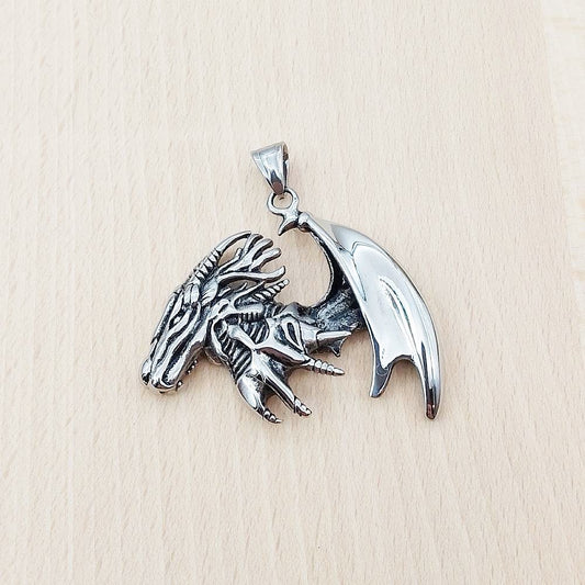 Dragon Winged Silver Stainless Steel Pendant