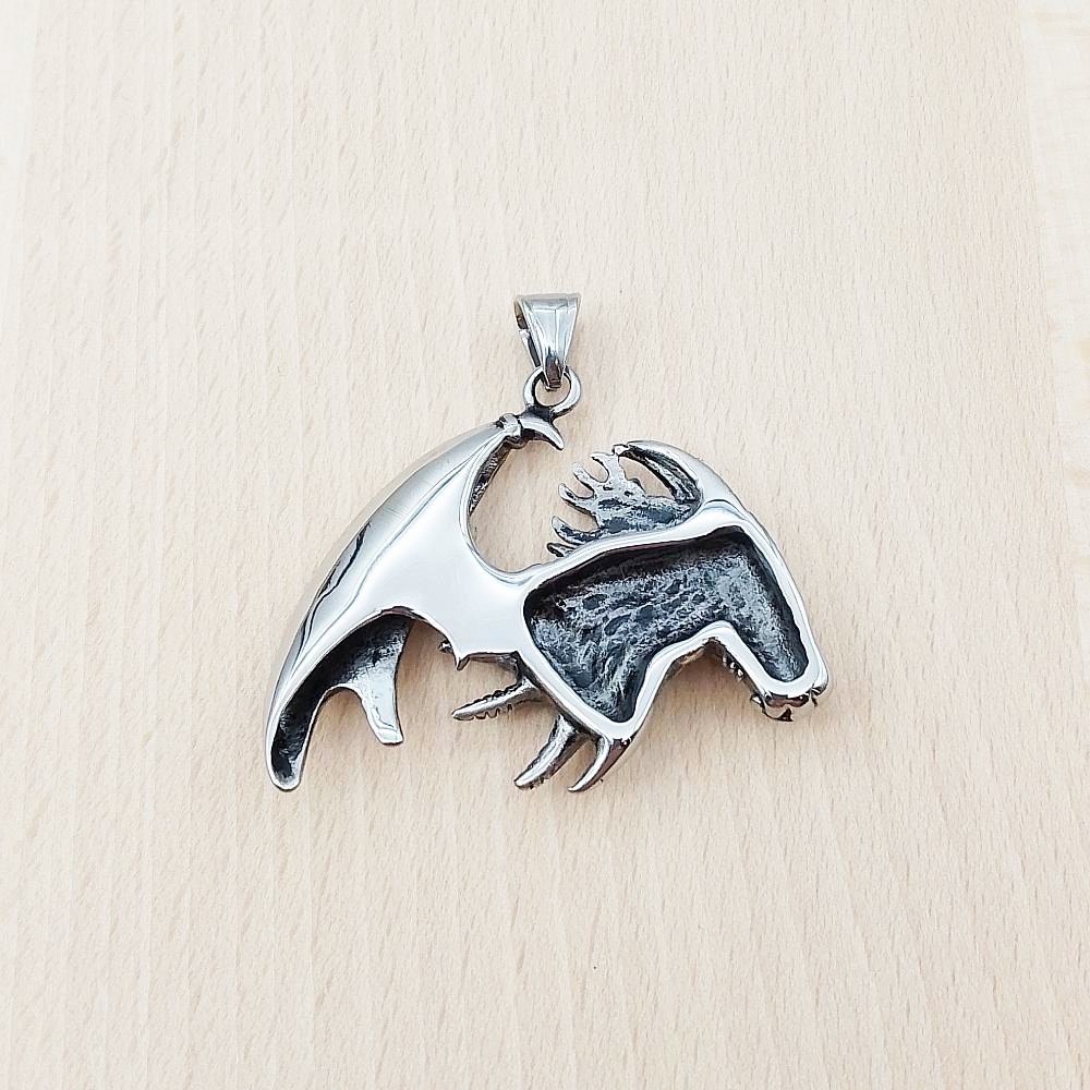 Dragon Winged Silver Stainless Steel Pendant