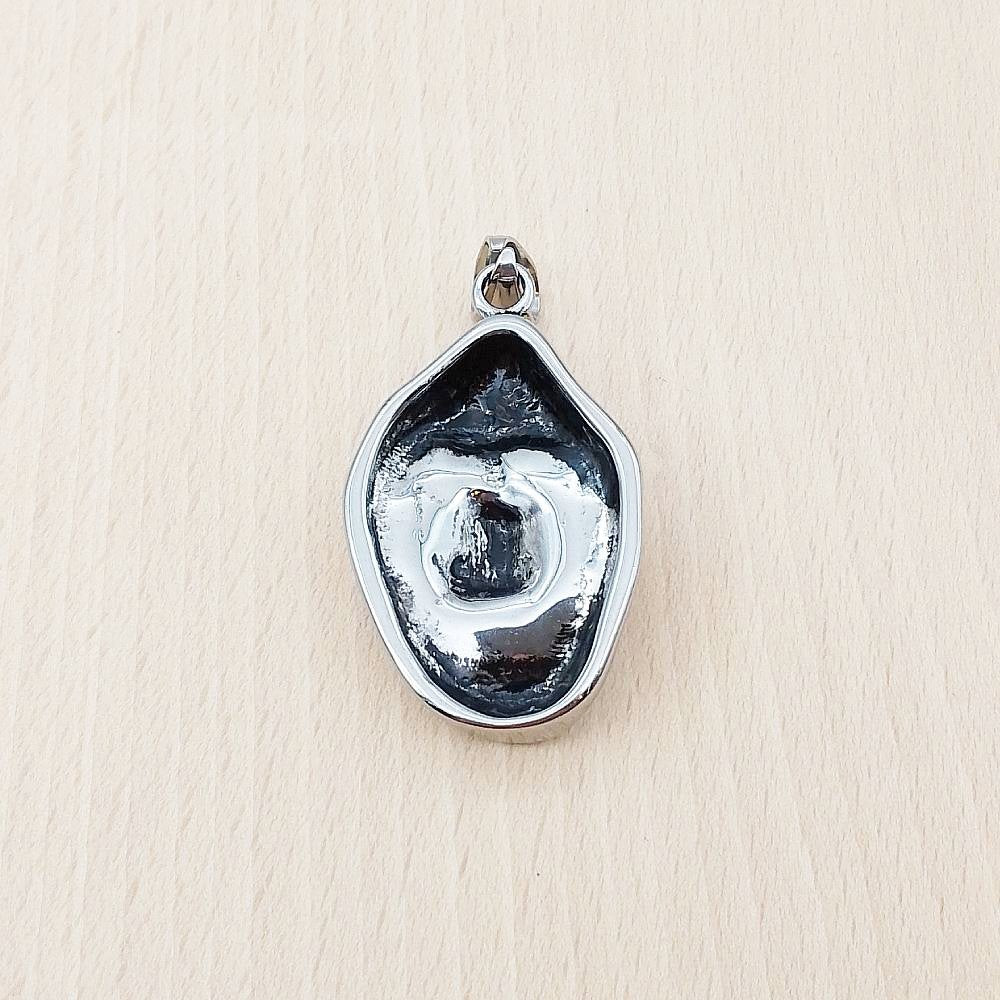 Skeleton Face Hood Red CZ Silver Stainless Steel Pendant