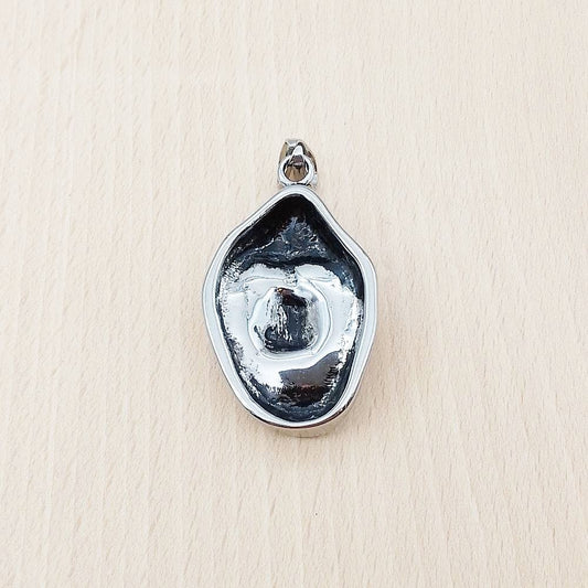 Skeleton Face Hood Red CZ Silver Stainless Steel Pendant