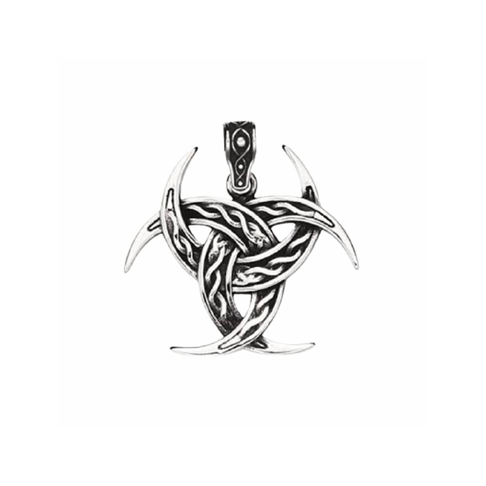 Three Crescent Moon Silver Titanium Steel Pendant