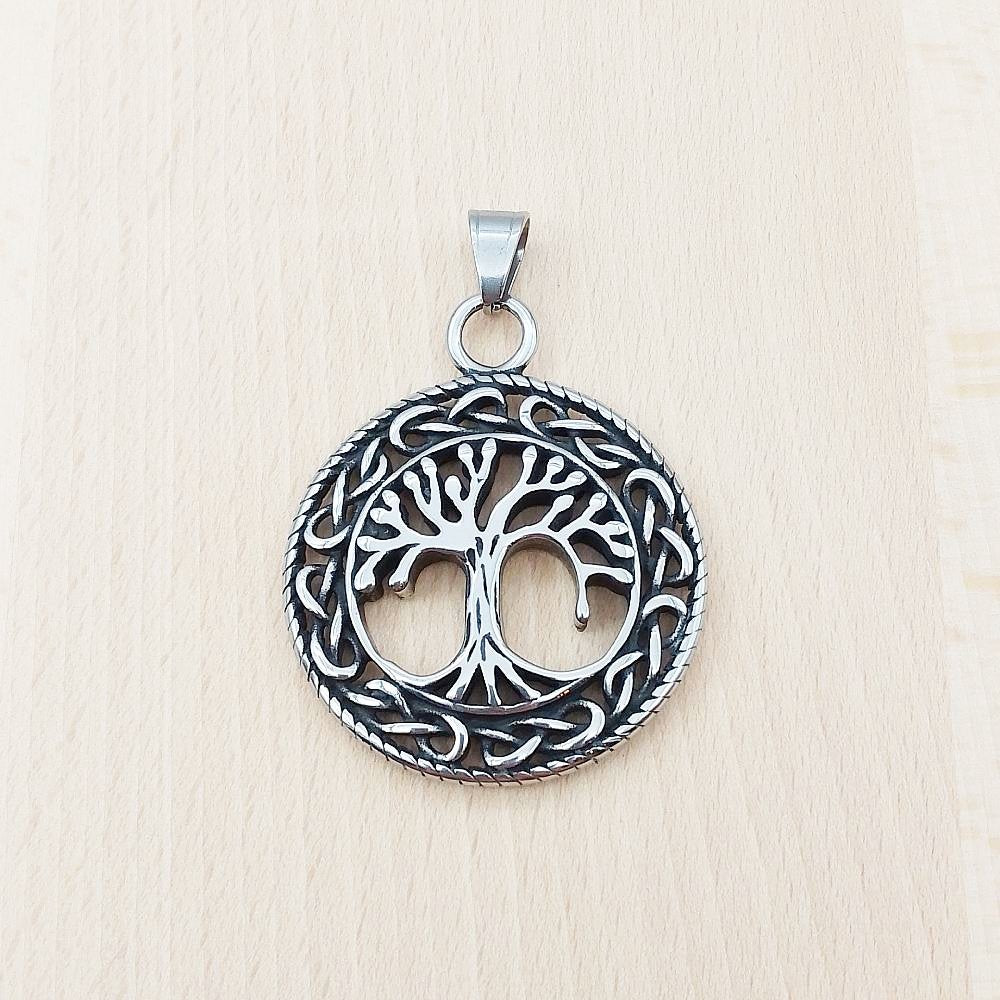 Tree Of Life Silver Stainless Steel Heavy Pendant