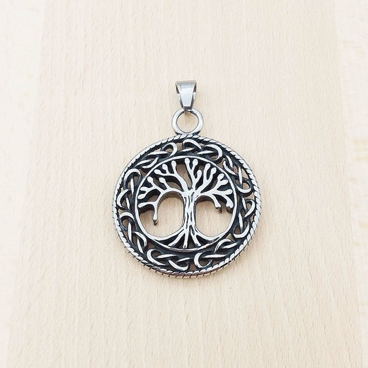Tree Of Life Silver Stainless Steel Heavy Pendant