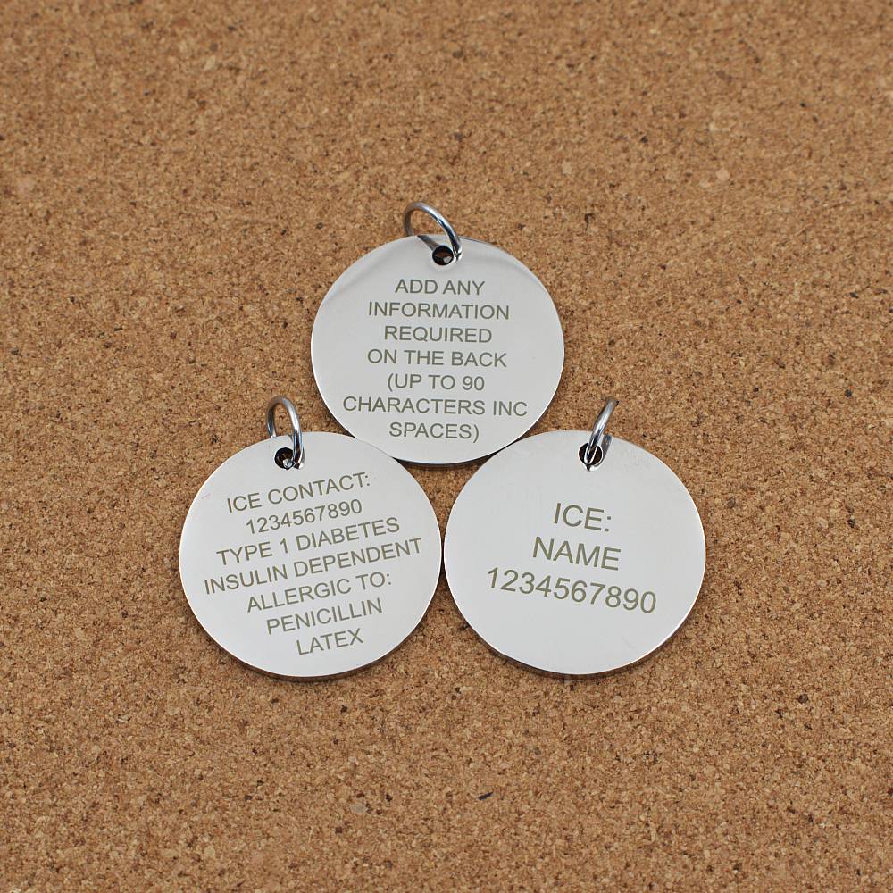 Medical ID Alert Caduceus Engraved Stainless Steel Pendant | Clip On Charm | Necklace