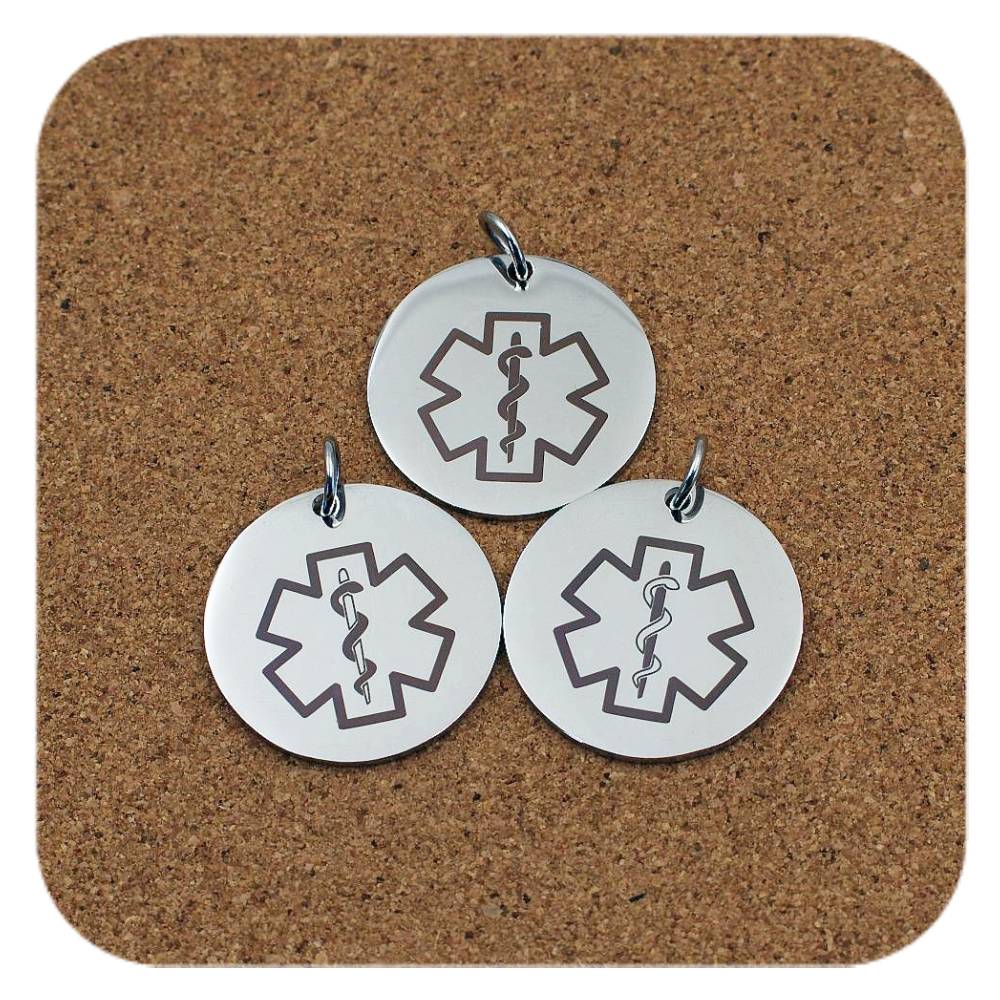 Medical Alert Star Of Life Pendant Clip On Charm Necklace Stainless Steel Engraved Custom