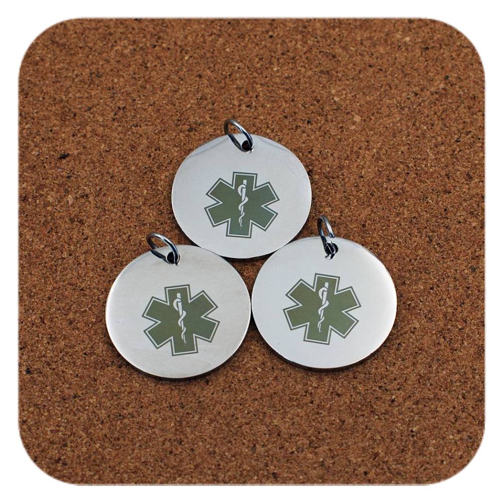 Star Of Life Medical ID Stainless Steel Engraved Custom Pendant Clip On Charm Necklace