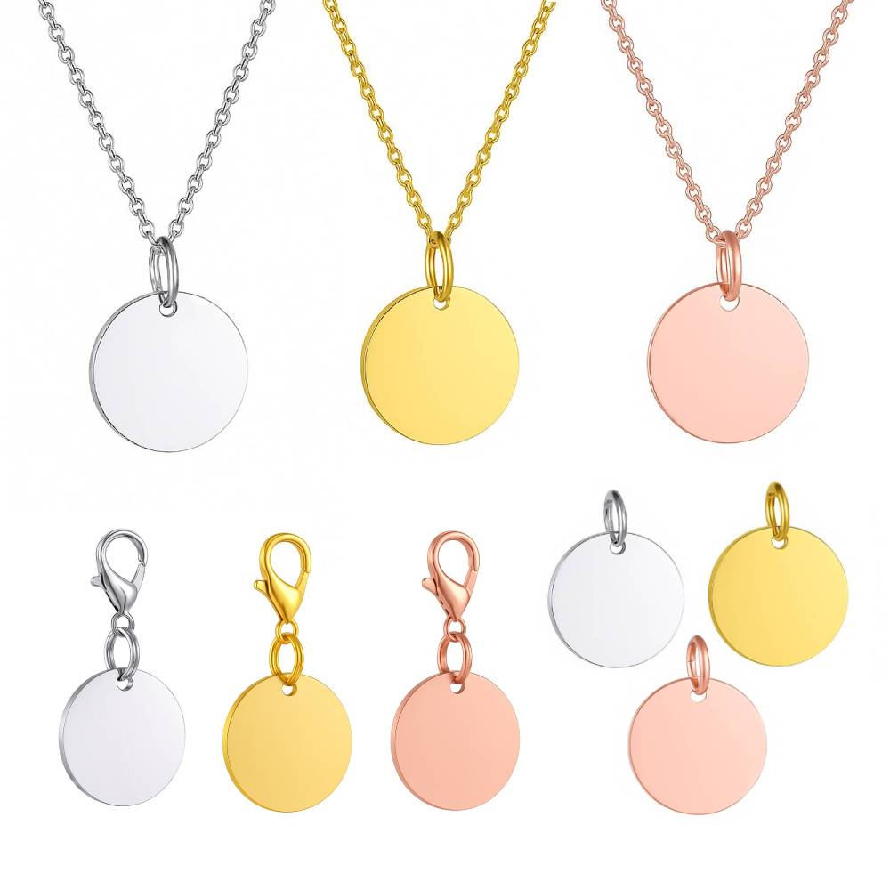Geometric Birth Flower Pendant Clip On Charm Necklace Custom Stainless Steel Engraved