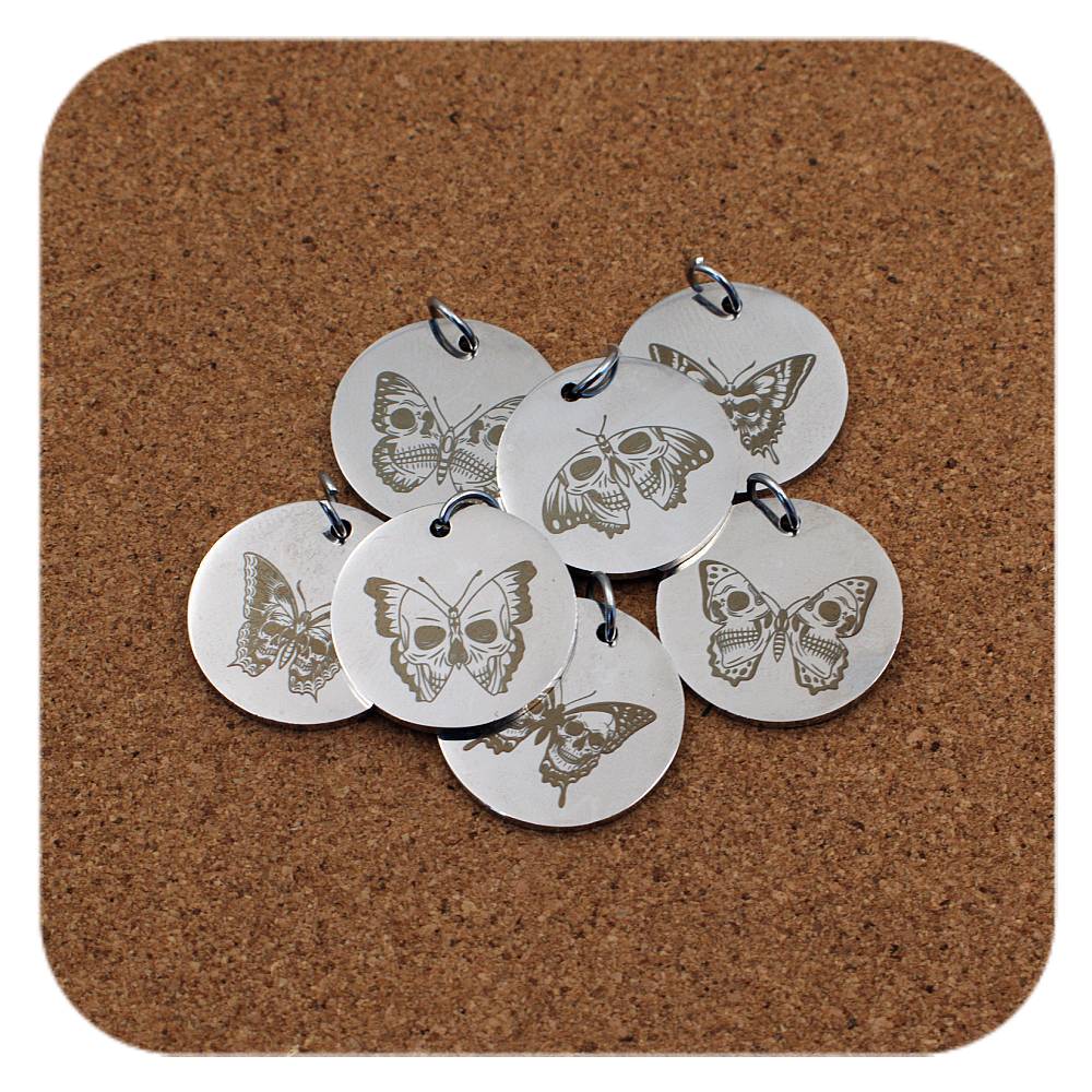 Skull and Butterfly Fusion Stainless Steel Pendant Clip On Charm Necklace Custom Engraved