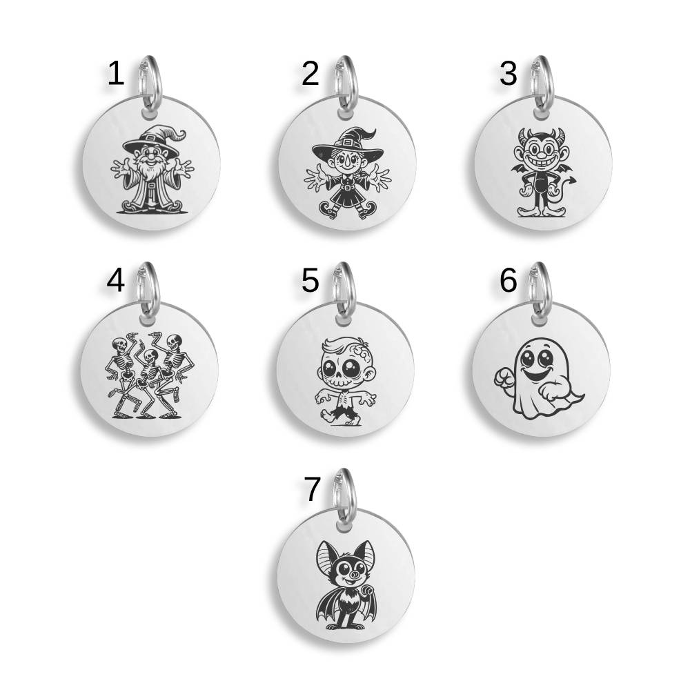 Halloween Magic Stainless Steel Custom Engraved Pendant Clip On Charm Necklace