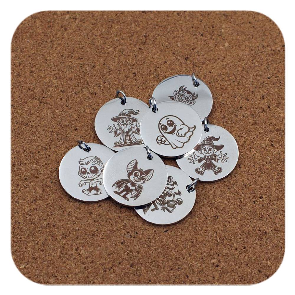 Halloween Magic Stainless Steel Custom Engraved Pendant Clip On Charm Necklace