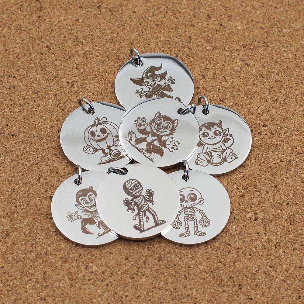Halloween Engraved Stainless Steel Pendant | Clip On Charm | Necklace