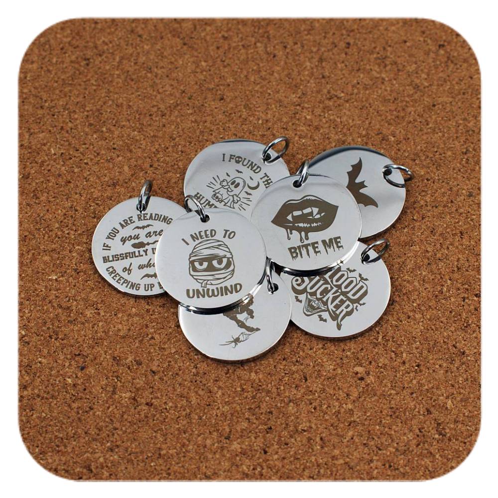 Halloween Vibes Stainless Steel Pendant Clip On Charm Necklace Custom Engraved