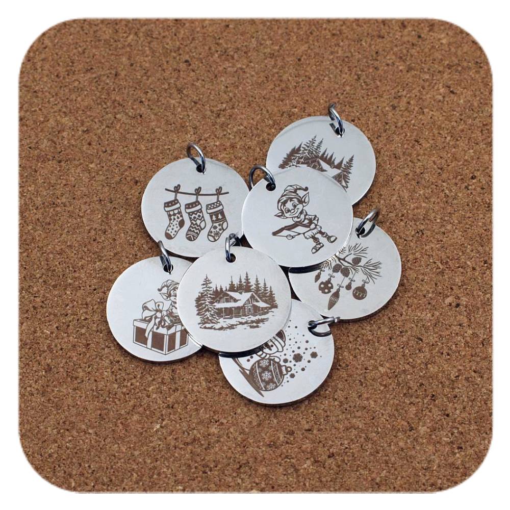 Christmas Yuletide Pendant Clip On Charm Necklace Engraved Custom Stainless Steel