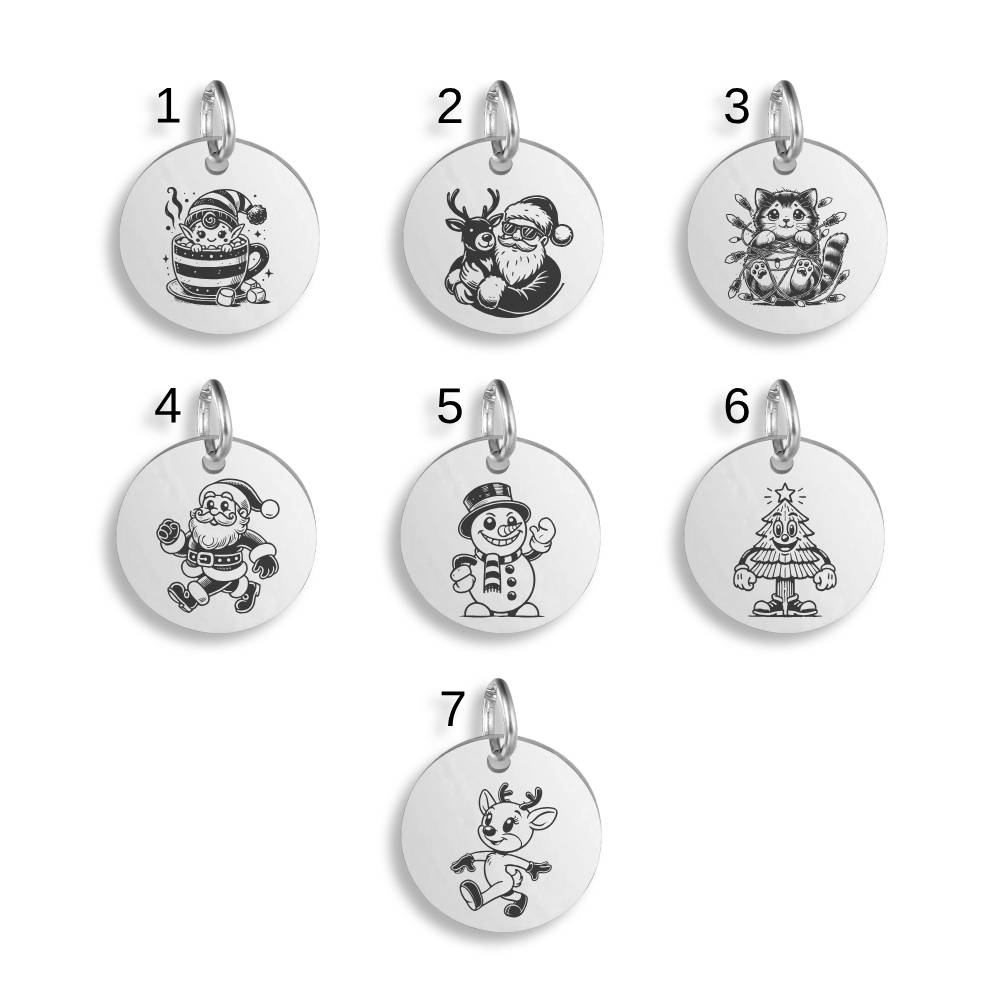 Christmas Spirit Stainless Steel Engraved Custom Pendant Clip On Charm Necklace