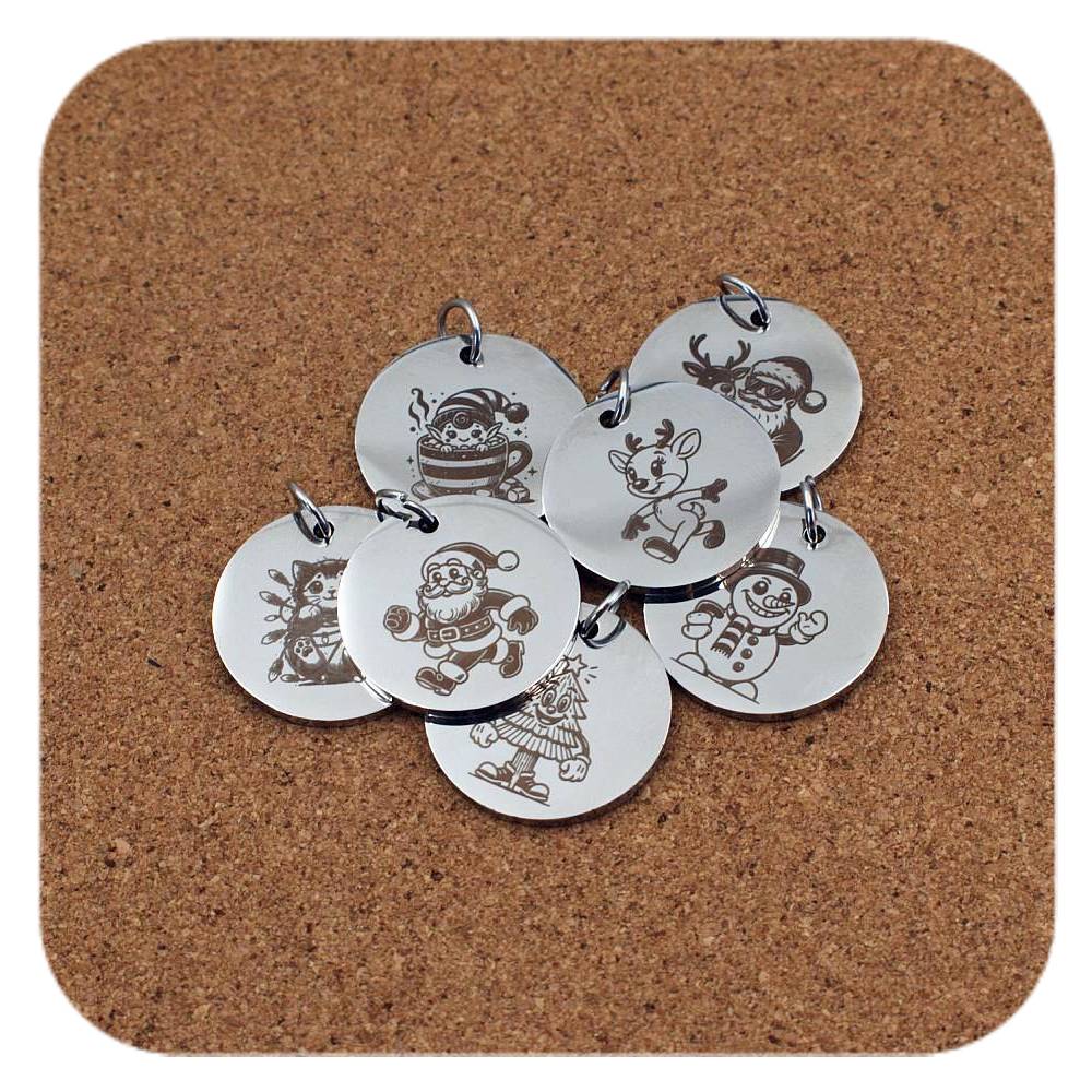 Christmas Spirit Stainless Steel Engraved Custom Pendant Clip On Charm Necklace